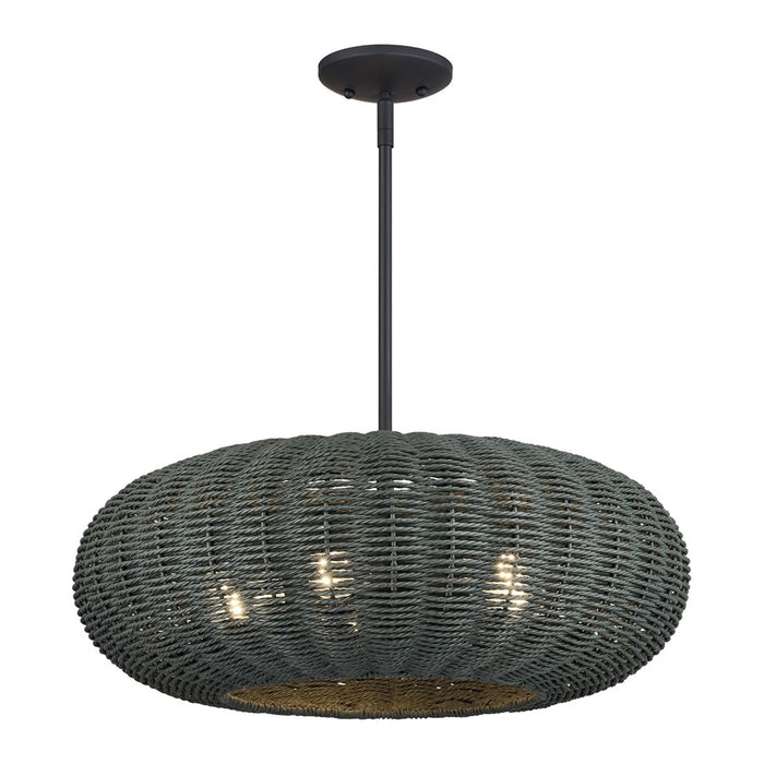 Livex Deluna 5Lt Pendant Chandelier, Black/Hand-Woven Black