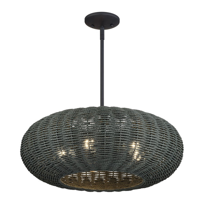 Livex Deluna 5Lt Pendant Chandelier, Black/Hand-Woven Black