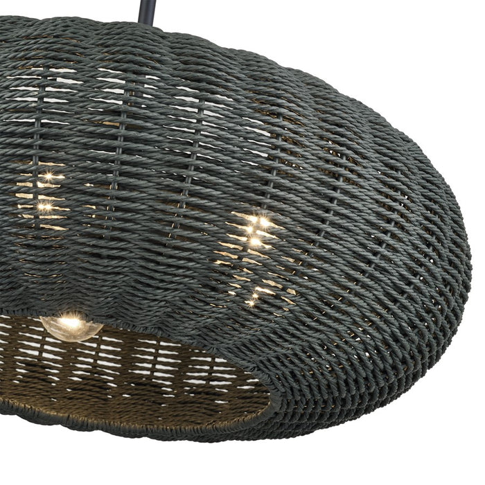 Livex Deluna 5Lt Pendant Chandelier, Black/Hand-Woven Black