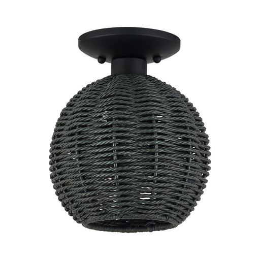 Livex Deluna 1Lt Small Semi-Flush, Black/Hand-Woven Black