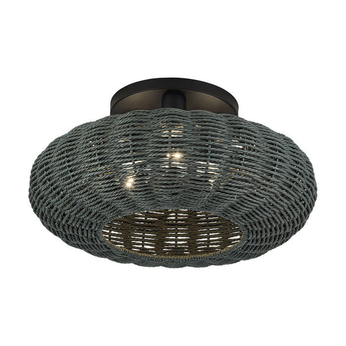 Livex Deluna 3Lt 18" Dia Semi-Flush, Black/Hand-Woven Black