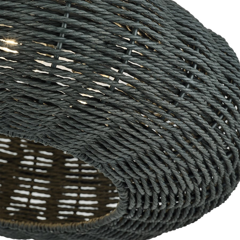 Livex Deluna 3Lt 18" Dia Semi-Flush, Black/Hand-Woven Black