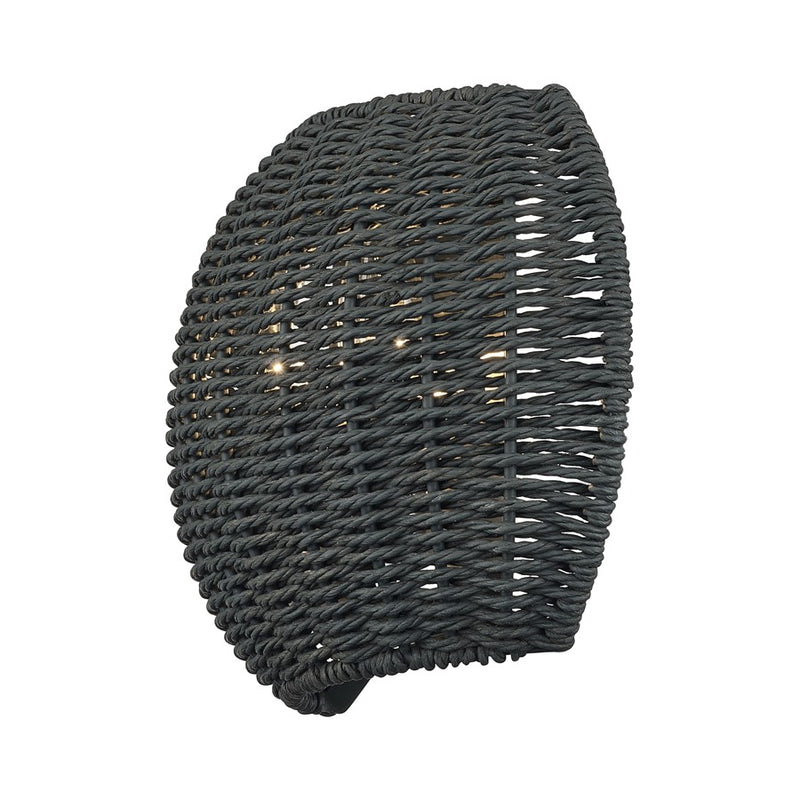 Livex Deluna 2Lt ADA Sconce, Black/Hand-Woven Black