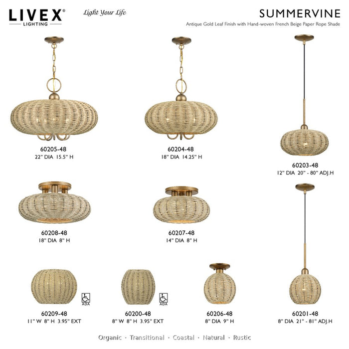 Livex Summervine 1Lt ADA Sconce, Gold/Hand-Woven French Beige