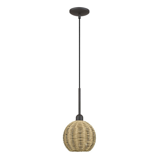 Livex Summervine 1Lt Mini Globe Pendant, Bronze/French Beige