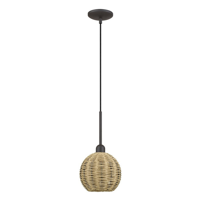 Livex Summervine 1Lt Mini Globe Pendant, Bronze/French Beige