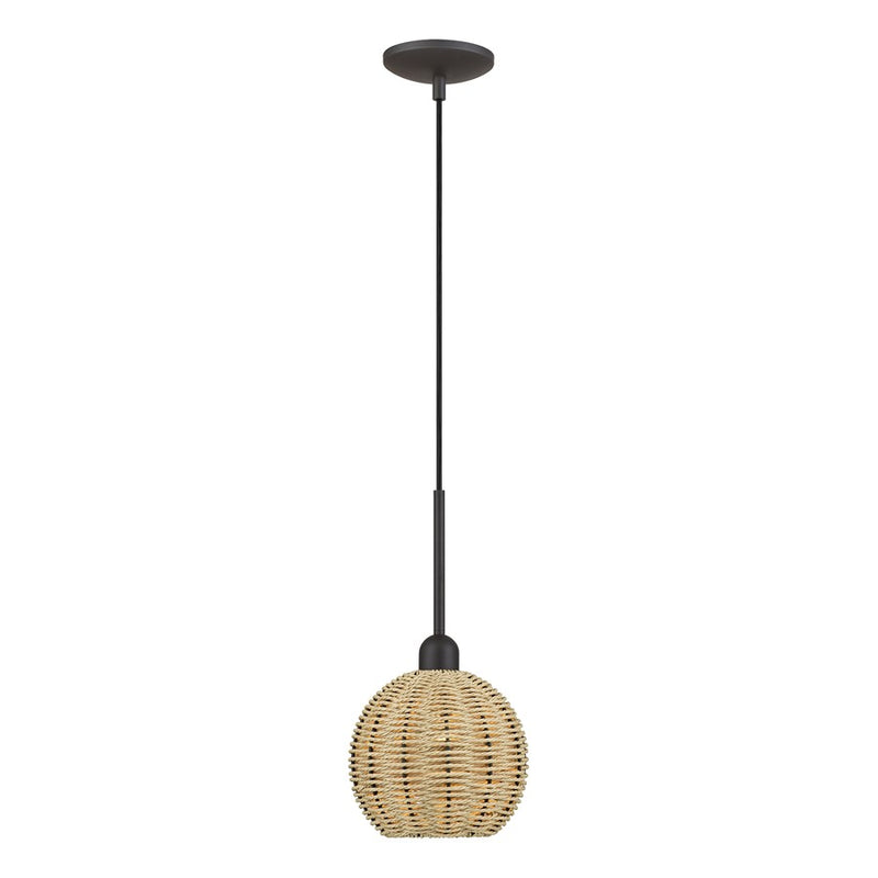 Livex Summervine 1Lt Mini Globe Pendant, Bronze/French Beige