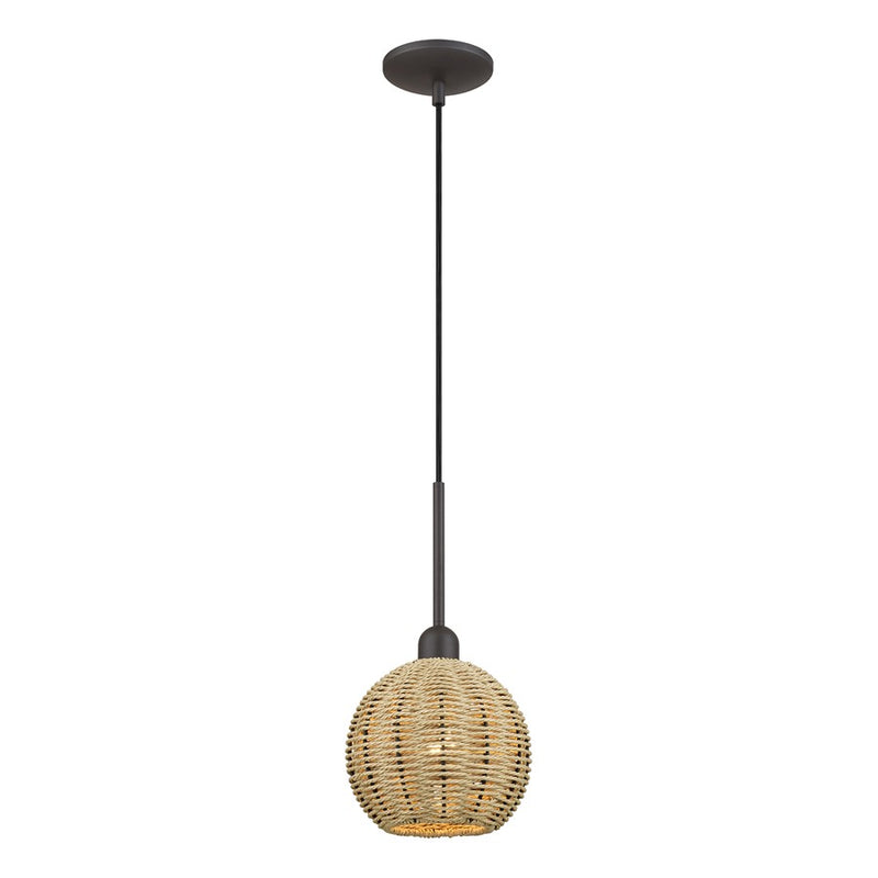 Livex Summervine 1Lt Mini Globe Pendant, Bronze/French Beige