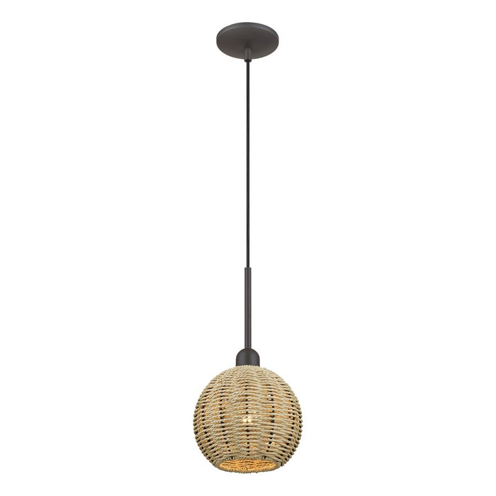 Livex Summervine 1Lt Mini Globe Pendant, Bronze/French Beige
