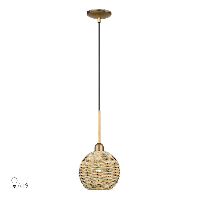 Livex Summervine 1Lt Mini Globe Pendant, Gold/French Beige - 60201-48