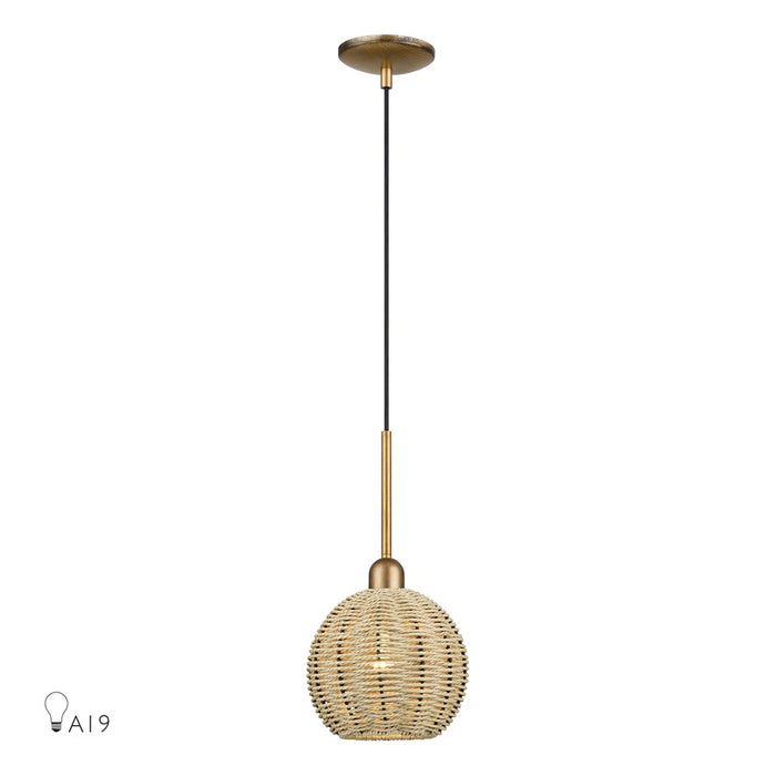 Livex Summervine 1Lt Mini Globe Pendant, Gold/French Beige - 60201-48
