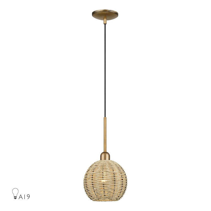 Livex Summervine 1Lt Mini Globe Pendant, Gold/French Beige - 60201-48