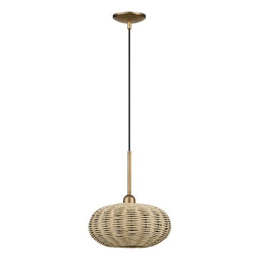 Livex Summervine 1Lt Pendant, Gold/Hand-Woven French Beige