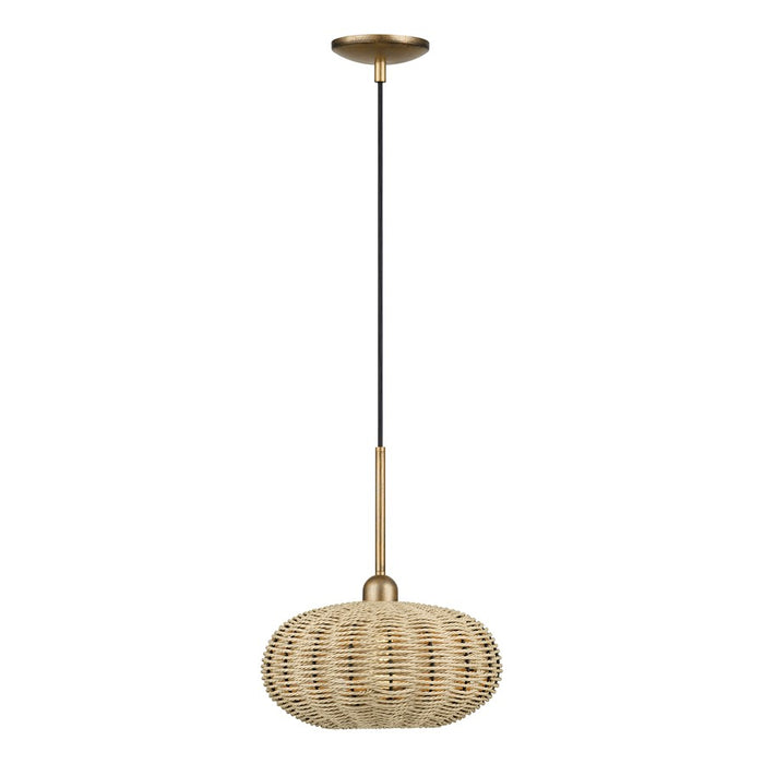 Livex Summervine 1Lt Pendant, Gold/Hand-Woven French Beige
