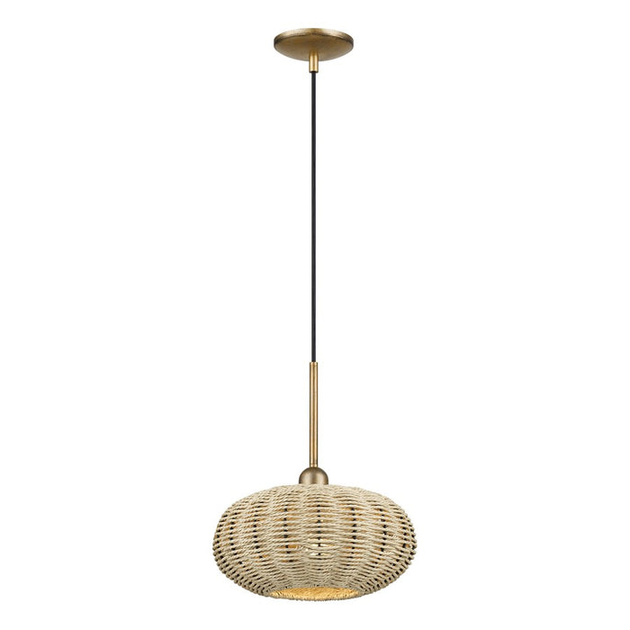 Livex Summervine 1Lt Pendant, Gold/Hand-Woven French Beige
