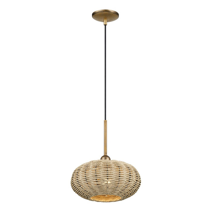Livex Summervine 1Lt Pendant, Gold/Hand-Woven French Beige