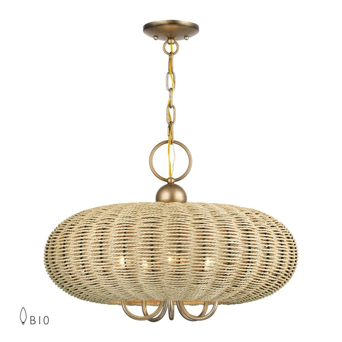 Livex Summervine 5Lt Pendant Chandelier, Gold/French Beige - 60205-48