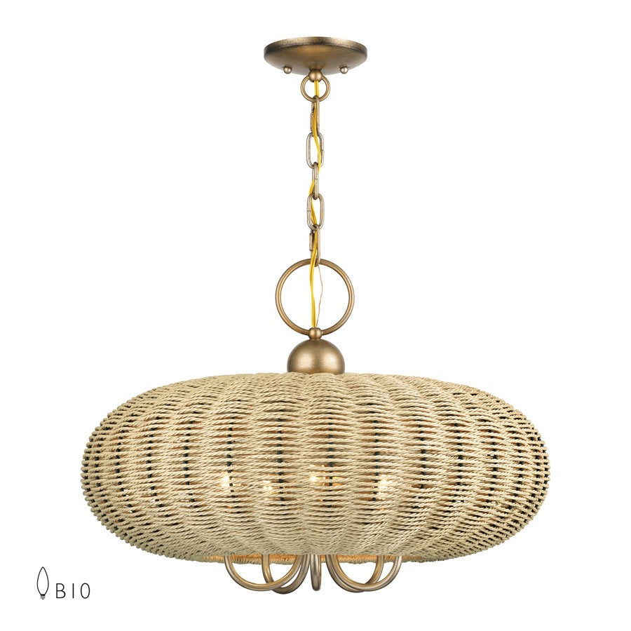 Livex Summervine 5Lt Pendant Chandelier, Gold/French Beige - 60205-48