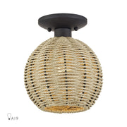 Livex Summervine 1Lt Small Semi-Flush, Bronze/French Beige - 60206-07