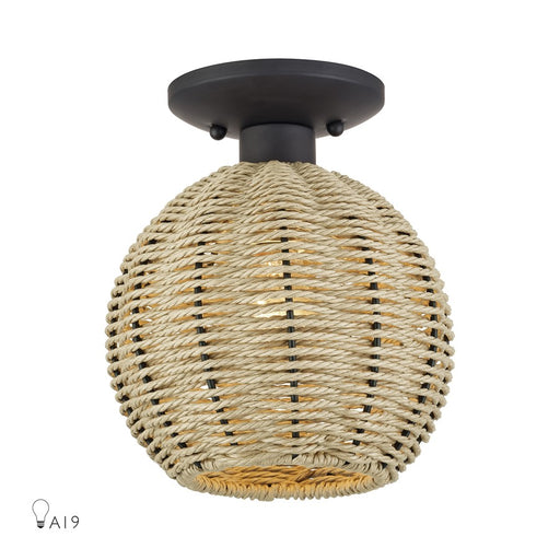 Livex Summervine 1Lt Small Semi-Flush, Bronze/French Beige - 60206-07