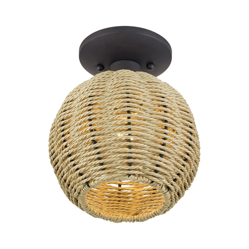 Livex Summervine 1Lt Small Semi-Flush, Bronze/French Beige