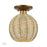 Livex Summervine 1Lt Small Semi-Flush, Gold/Hand-Woven French Beige - 60206-48