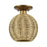 Livex Summervine 1Lt Small Semi-Flush, Gold/Hand-Woven French Beige