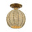 Livex Summervine 1Lt Small Semi-Flush, Gold/Hand-Woven French Beige