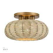 Livex Summervine 3Lt 14" Dia Semi-Flush, Gold/French Beige - 60207-48