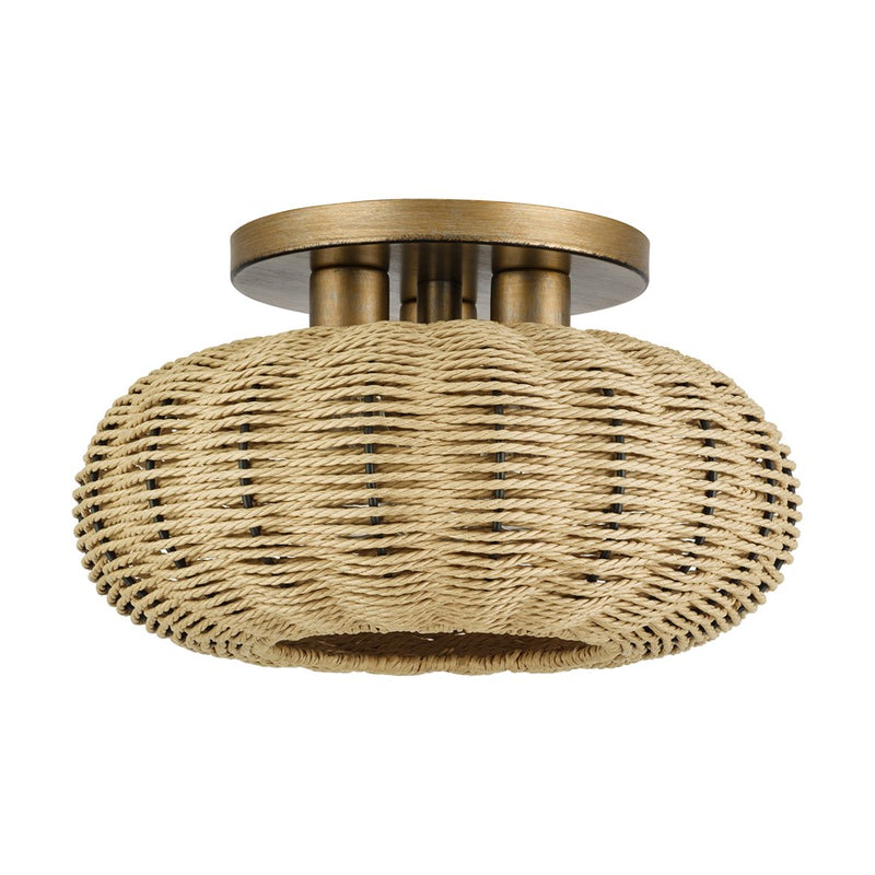 Livex Summervine 3Lt 14" Dia Semi-Flush, Gold/French Beige