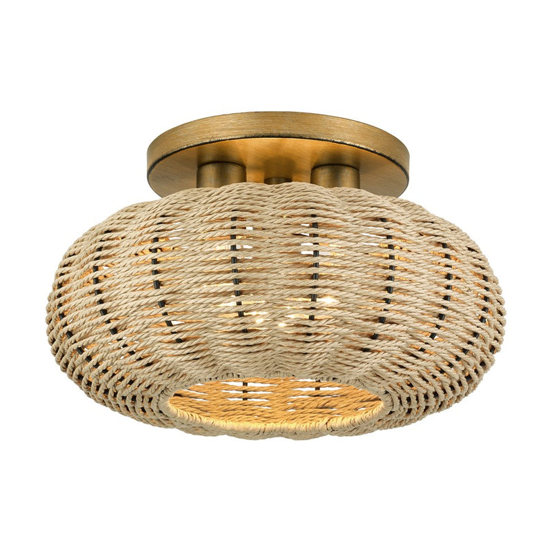 Livex Summervine 3Lt 14" Dia Semi-Flush, Gold/French Beige