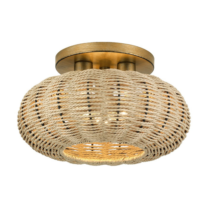 Livex Summervine 3Lt 14" Dia Semi-Flush, Gold/French Beige
