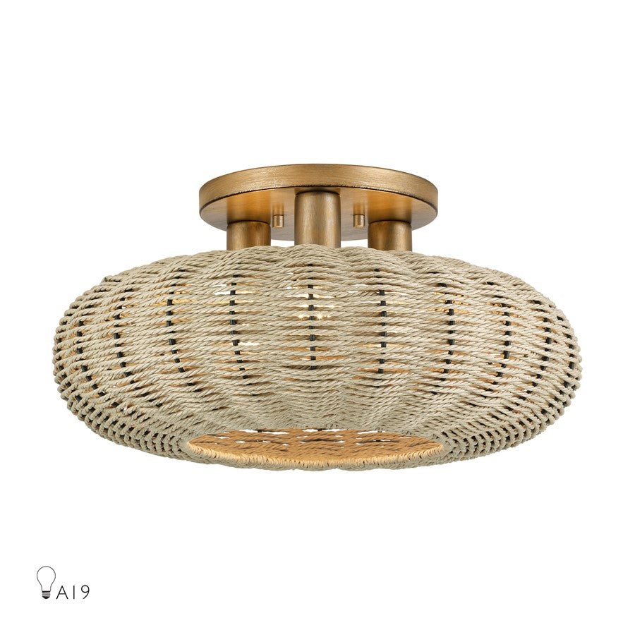 Livex Summervine 3Lt 18" Dia Semi-Flush, Gold/French Beige - 60208-48