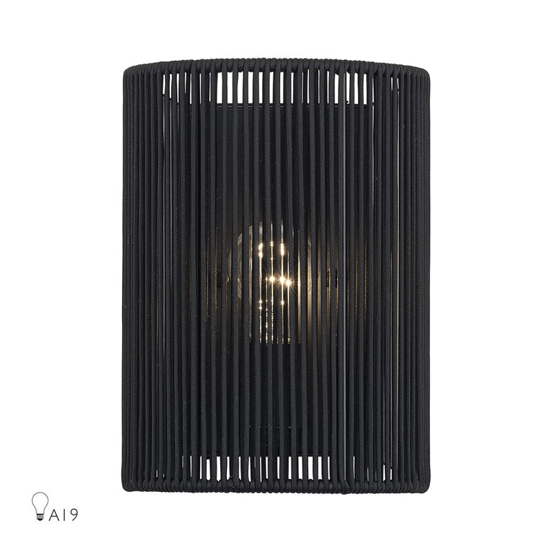 Livex Acordia 1Lt ADA 8"W Sconce, Black/Parisian Night Polyester Rope - 60231-04