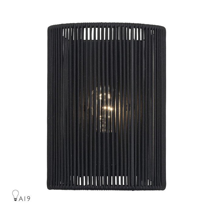 Livex Acordia 1Lt ADA 8"W Sconce, Black/Parisian Night Polyester Rope - 60231-04