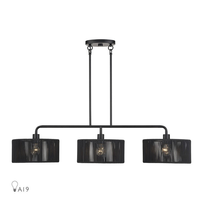 Livex Acordia 3Lt Extra Large Chandelier, Black/Parisian Polyester - 60233-04