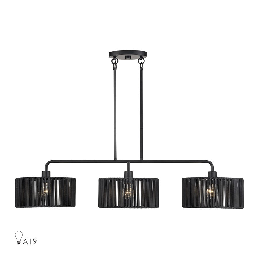 Livex Acordia 3Lt Extra Large Chandelier, Black/Parisian Polyester - 60233-04