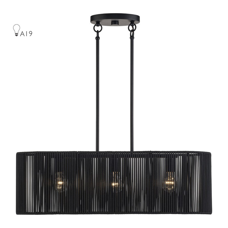 Livex Acordia 3Lt Medium Chandelier, Black/Parisian Night Polyester - 60234-04