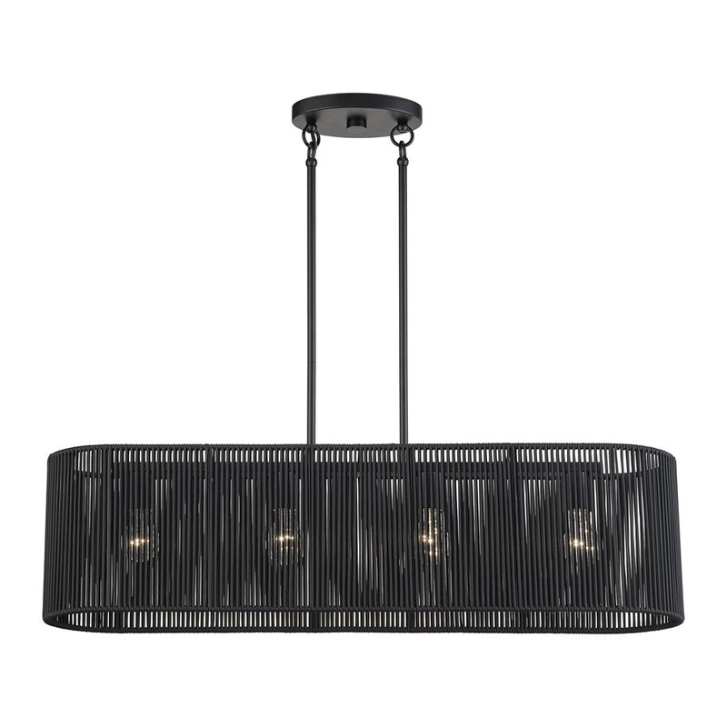 Livex Acordia 4Lt Large Chandelier, Black/Parisian Night Polyester