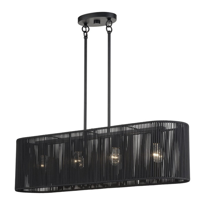 Livex Acordia 4Lt Large Chandelier, Black/Parisian Night Polyester