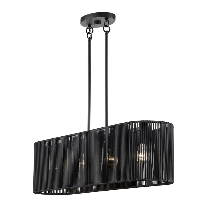 Livex Acordia 4Lt Large Chandelier, Black/Parisian Night Polyester