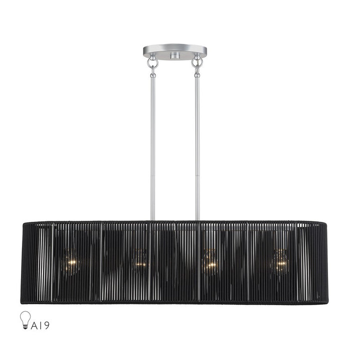 Livex Acordia 4Lt 36"L Chandelier, Painted Nickel/Parisian Polyester - 60235-81