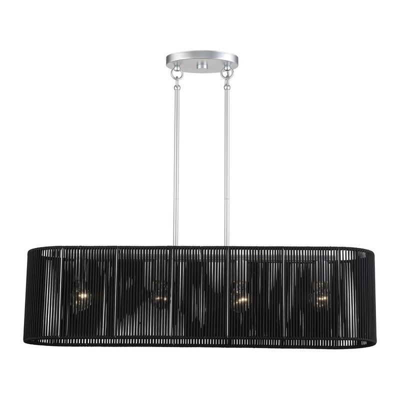 Livex Acordia 4Lt 36"L Chandelier, Painted Nickel/Parisian Polyester