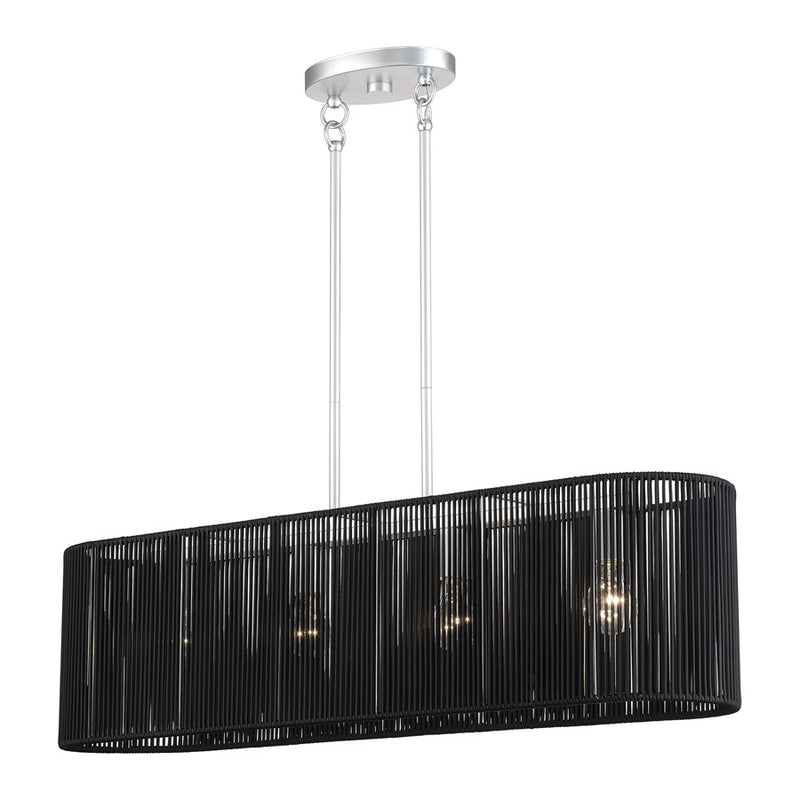 Livex Acordia 4Lt 36"L Chandelier, Painted Nickel/Parisian Polyester