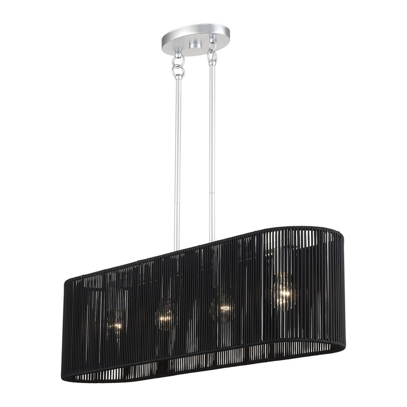 Livex Acordia 4Lt 36"L Chandelier, Painted Nickel/Parisian Polyester
