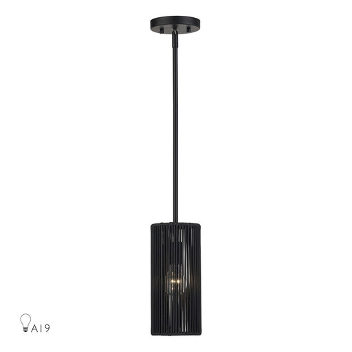 Livex Acordia 1Lt Mini Pendant, Black/Parisian Night Polyester Rope - 60241-04