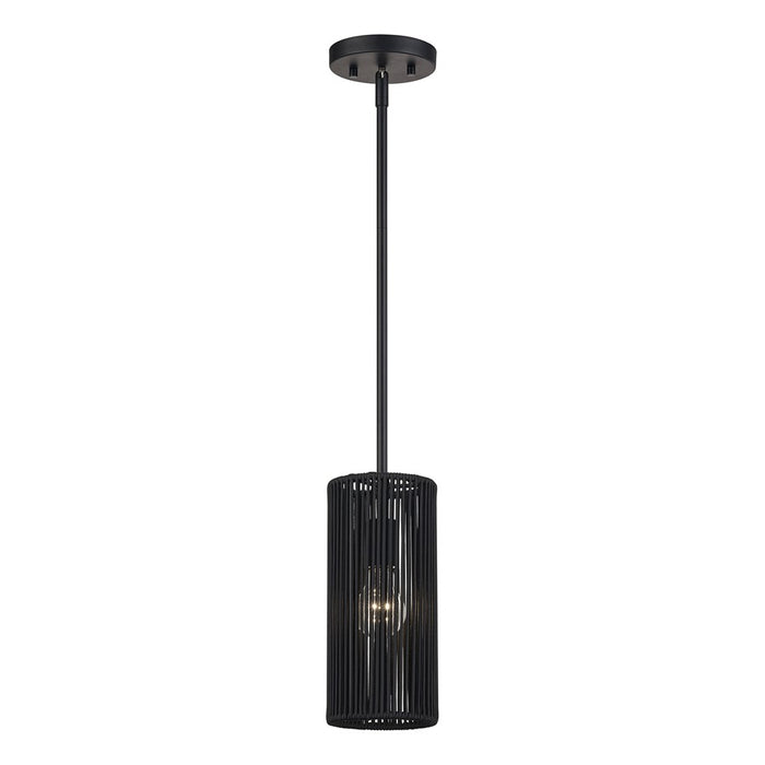 Livex Acordia 1Lt Mini Pendant, Black/Parisian Night Polyester Rope