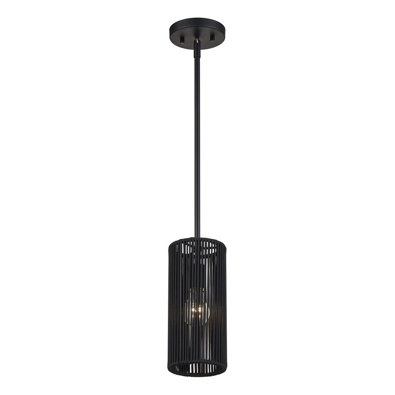 Livex Acordia 1Lt Mini Pendant, Black/Parisian Night Polyester Rope