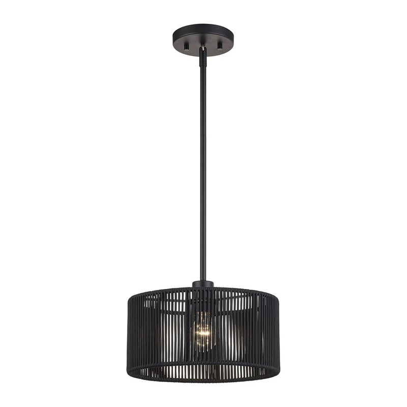 Livex Acordia 1Lt Pendant, Black/Parisian Night Color Polyester Rope