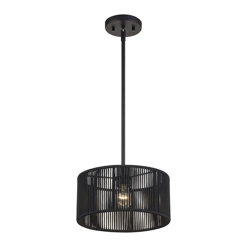 Livex Acordia 1Lt Pendant, Black/Parisian Night Color Polyester Rope